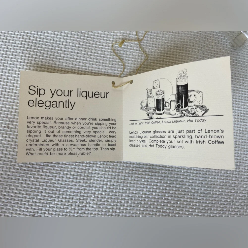 Lenox Crystal Vintage Hand Blown Liqueur Glasses In Original Box set of 4